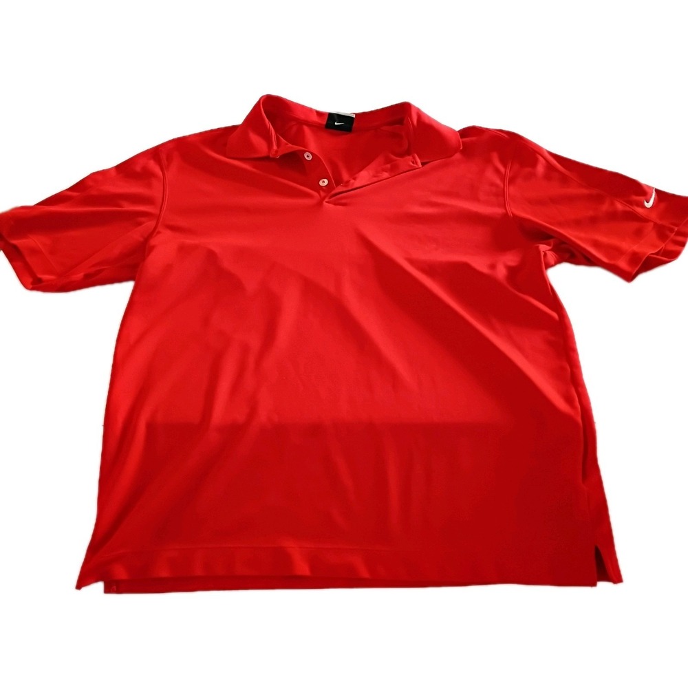 Nike Golf Mens Fit Dry‎ Polo Shirt Red Short Sleeve Large Performance Sportswear